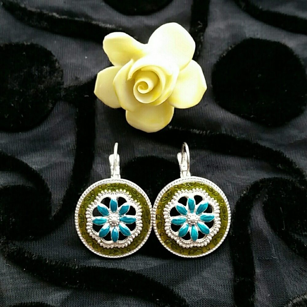 Vintage enamel signed Ikita earrings